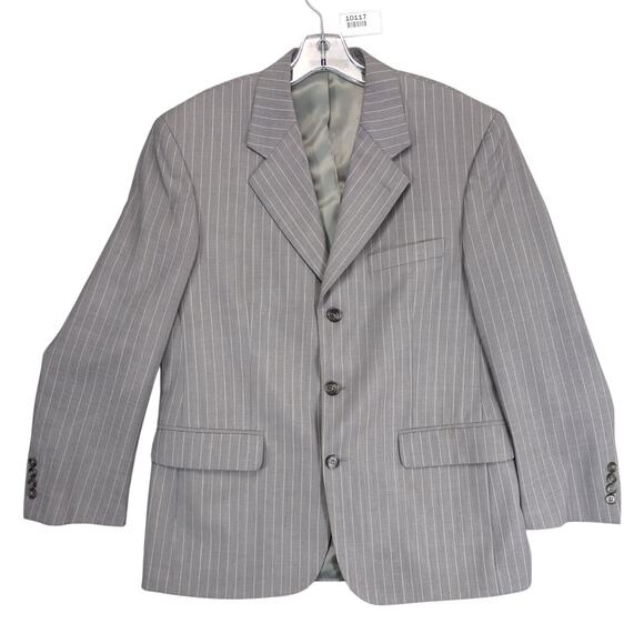 Kilburne & Finch Men's 38S Gray Pinstripe Wool Blend Blazer Jacket Formal Dapper - Picture 1 of 6